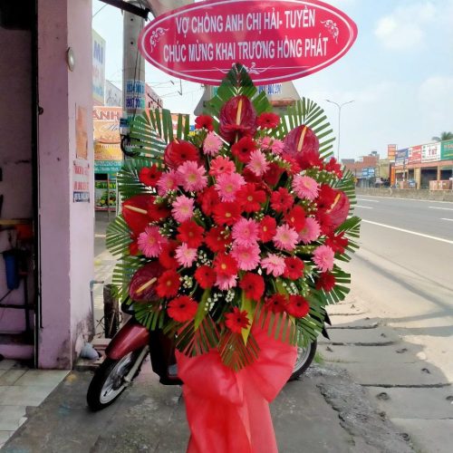 Lẵng hoa hồng môn gerbera khai trương Đà Nẵng