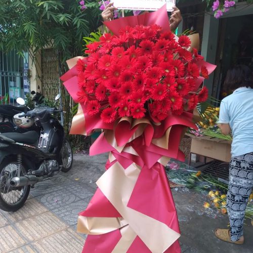 Lẵng hoa gerbera đỏ khai trương Đà Nẵng