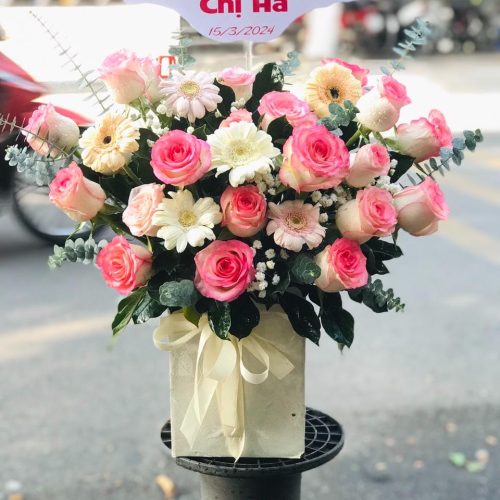 Hoa Giỏ Sinh Nhật Hồng Đồng Tiền Đà Nẵng