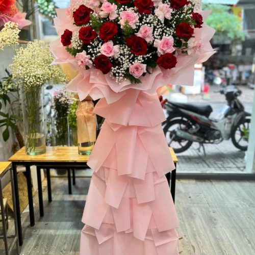 Kệ hoa hồng đỏ hồng phấn khai trương Đà Nẵng