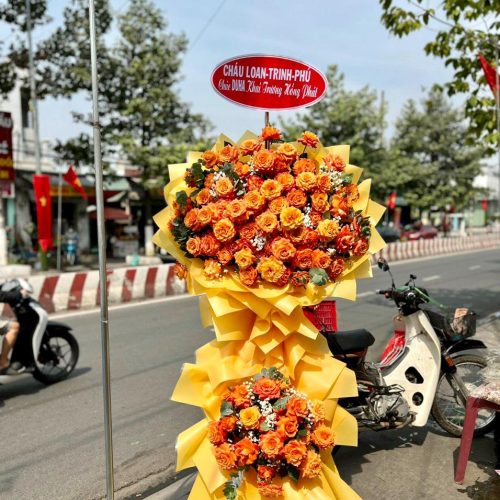 Lẵng hoa hồng cam khai trương Đà Nẵng