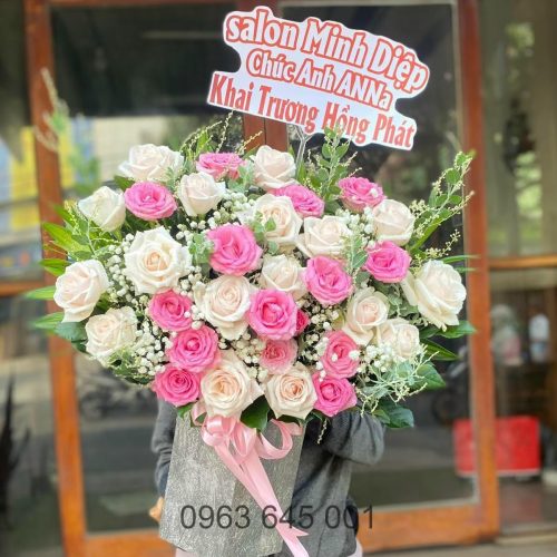 Hoa Giỏ Khai Trương Hồng Trắng Đà Nẵng #021