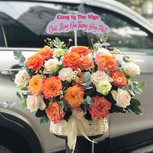 Hoa Giỏ Khai Trương Cam Hồng Đà Nẵng