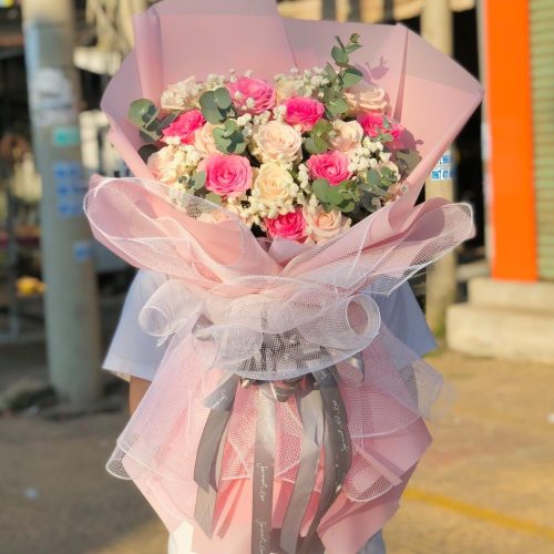 Hoa Bó Hồng Kem Phối Hồng Đà Nẵng